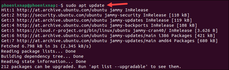 Update apt packages before installing R from CRAN.