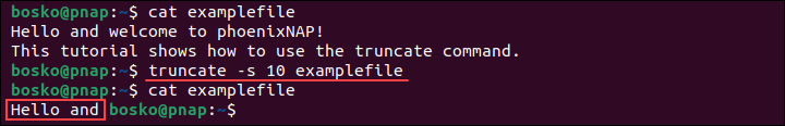 Truncate a file to a specific size.