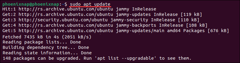 Updating apt packages in Ubuntu for R installation.