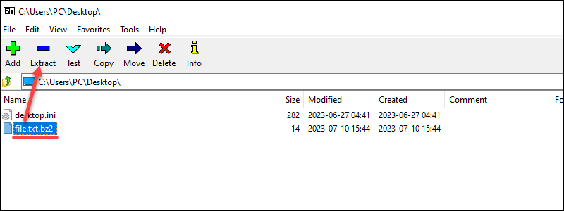 7-zip extract button GUI