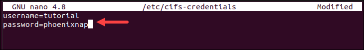 Creating CIFS credentials.