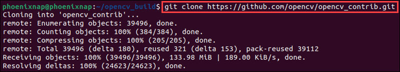 Clone OpenCV modules using git in Ubuntu.