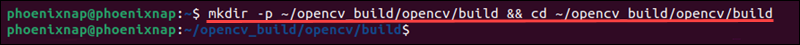 Create OpenCV build directory in Ubuntu.
