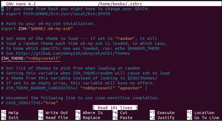 Changing the Z Shell theme.