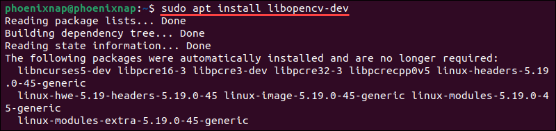 Install OpenCV from official Ubuntu repositories.