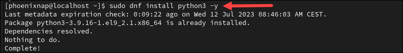 Installing Python 3 in Rocky Linux.