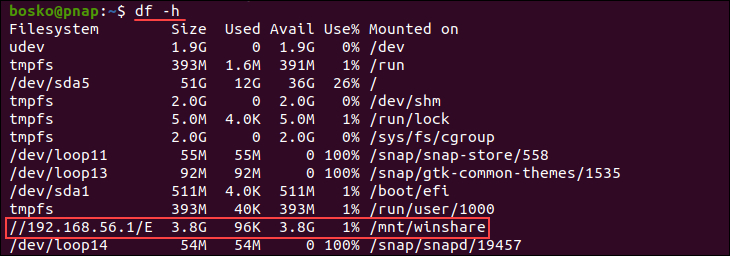 Checking which filesystems are mounted in Ubuntu.