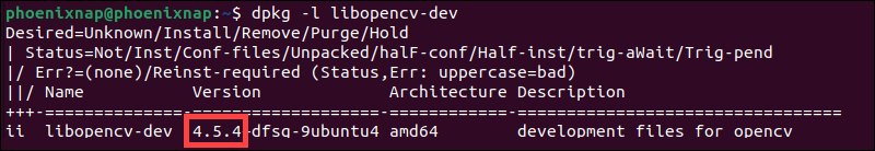 Check OpenCV version in Ubuntu.