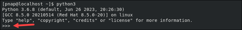 Accessing the Python 3 shell in CentOS 8.