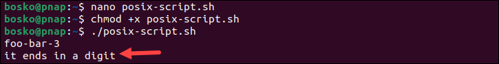 Running a script with the POSIX interpreter specified in the shebang line.