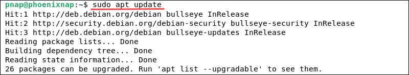 Update packages list in Debian 11.