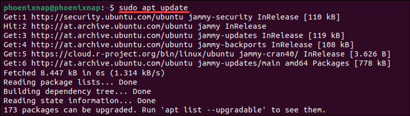 Update the Ubuntu 22.04 packages list.