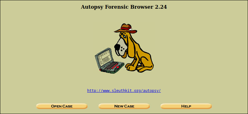 Autopsy Forensic Browser main page in Kali Linux.