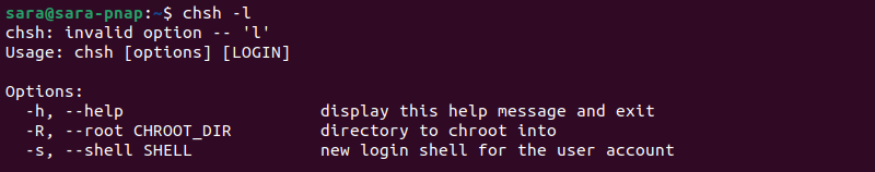 Ubuntu: chsh -l terminal output