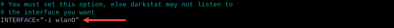 Darkstat changing interface section in config file
