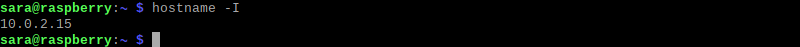 hostname -I terminal output