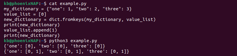 Dictionary fromkeys() mutable output