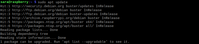 sudo apt update terminal output