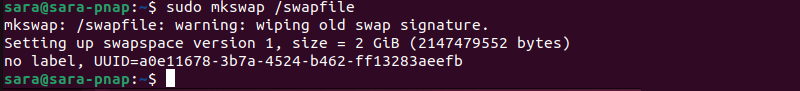 Recreating swap file