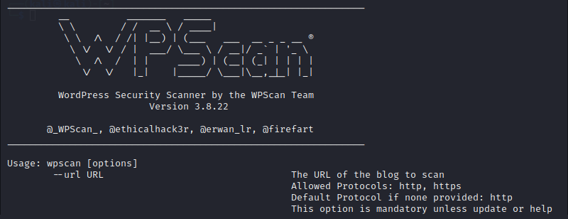 WPScan version output in Kali Linux.