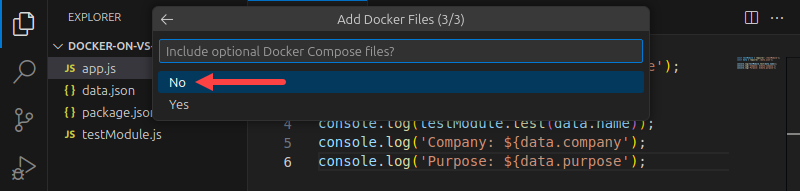 Choosing whether to add optional Docker Compose files.