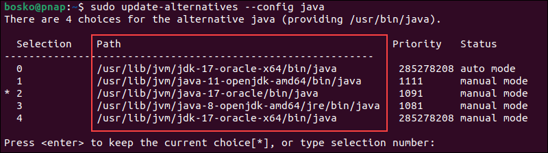 Finding the java installation path.