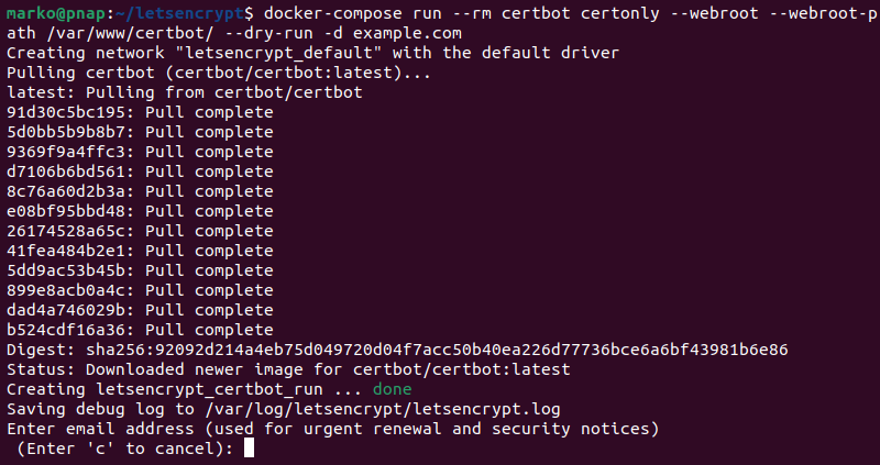 Running the Docker Compose file.