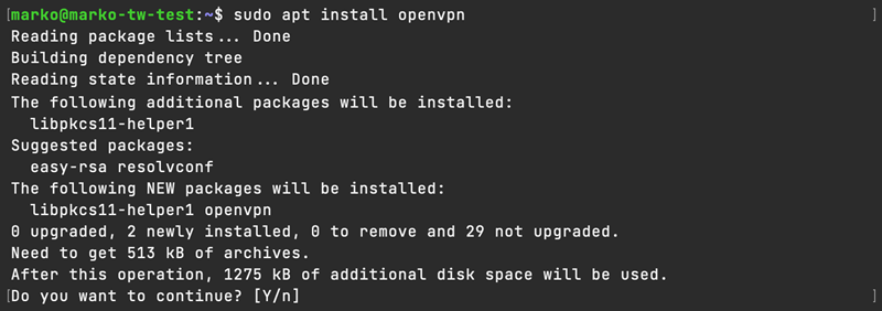 Installing OpenVPN.