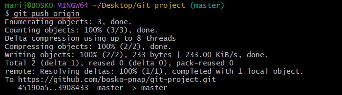 Pushing local changes to a remote Git repository.