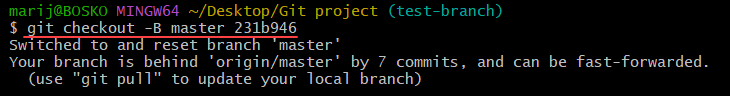 Checking out to a branch from a specific commit.