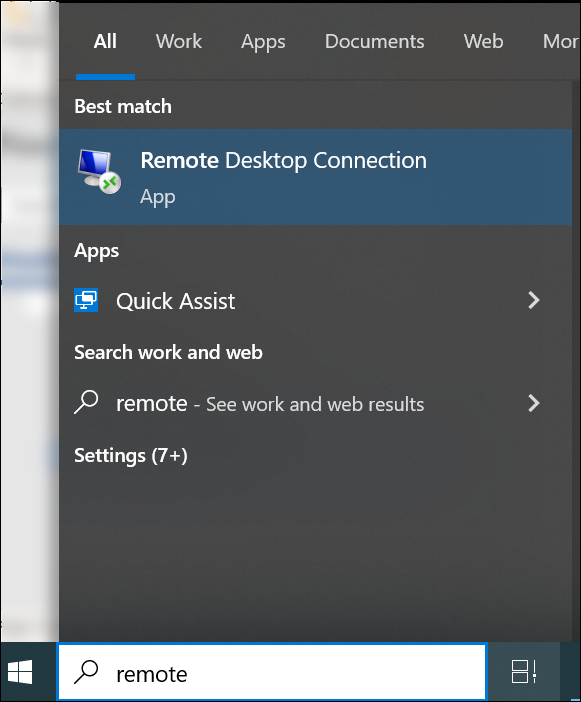 Windows launching remote connection