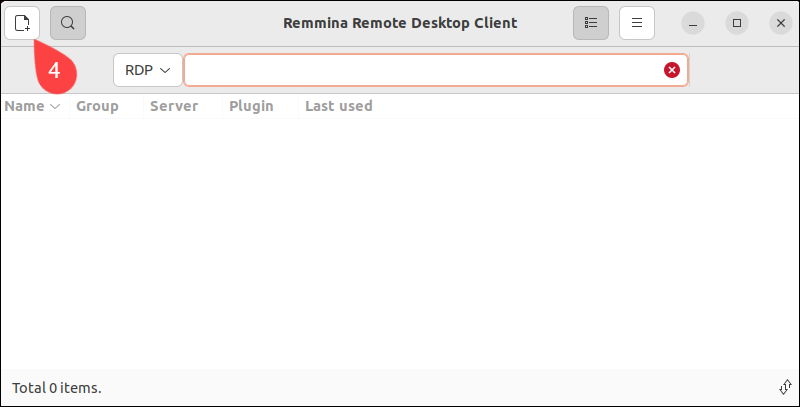 Add new RDP connection profile in Remmina.