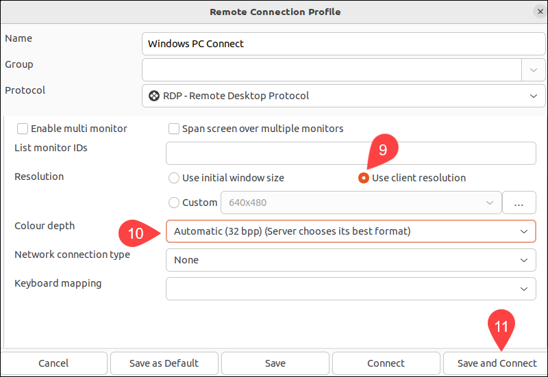 Connect to Windows machine from Ubuntu via Remmina RDP.