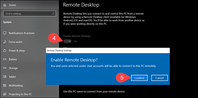 Enable RDP on Windows.