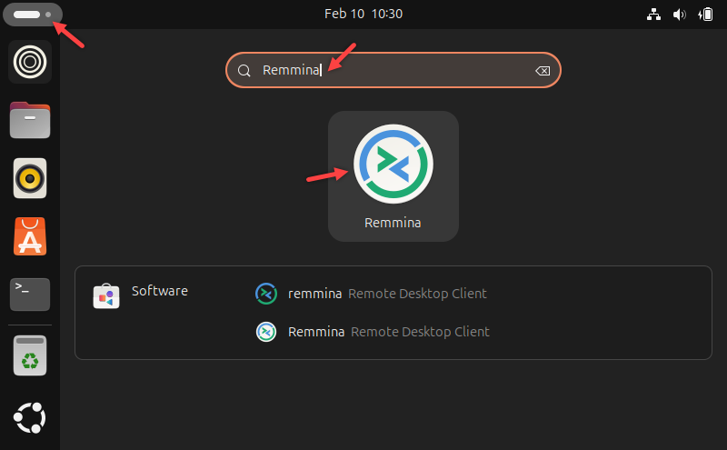 Running Remmina in Ubuntu.