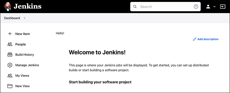 Jenkins welcome window.