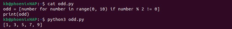 Odd numbers Python output