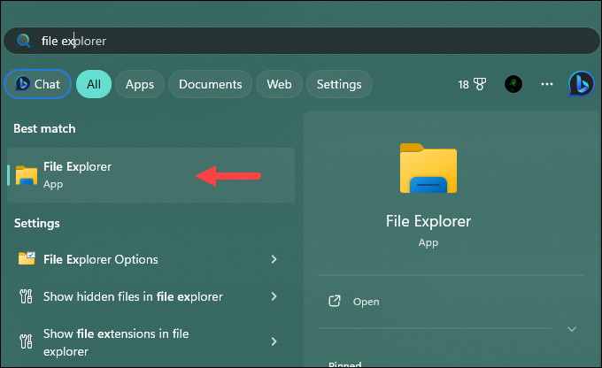 Opening the file explorer in Windows.