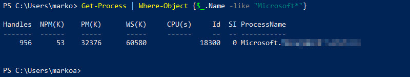 Piping example in PowerShell.