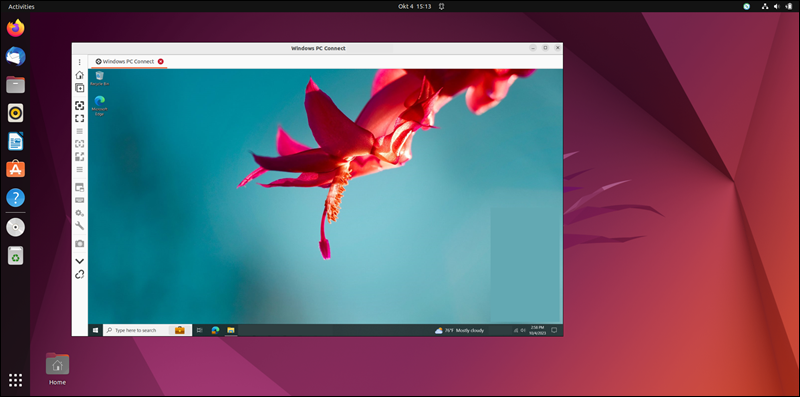 Access to a Windows machine from Ubuntu via RDP.