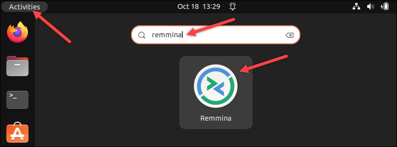 Running Remmina in Ubuntu.