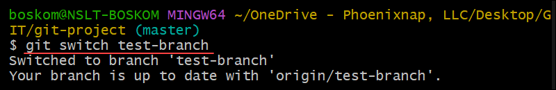 Switching branches in Git.