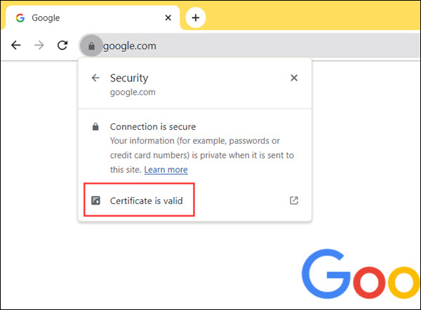The Security card in Google Chrome.