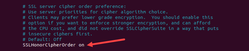 SSLHonorCipherOrder option in the Apache SSL configuration file.