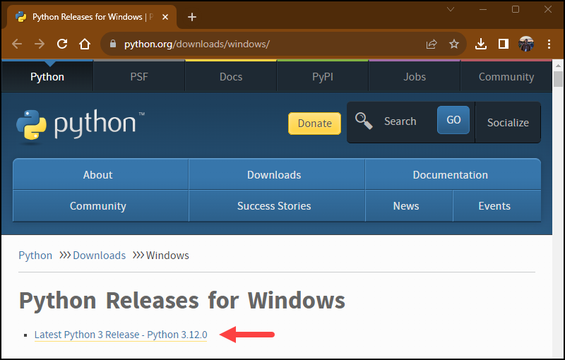Download latest Python release for Windows.