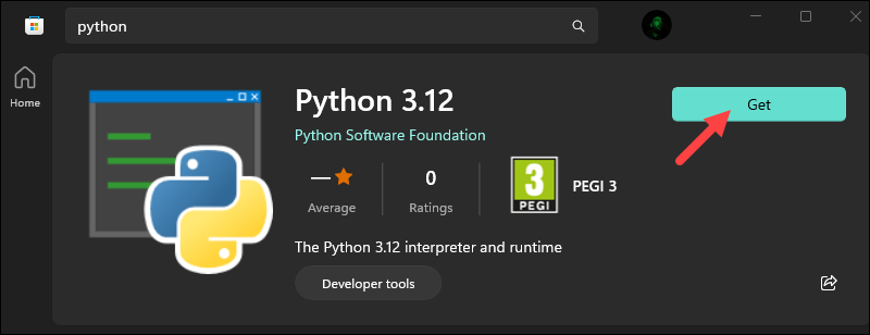 Get the Python app on Microsoft Store.