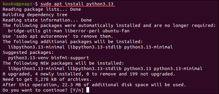 Install the latest Python version on Linux Ubuntu.
