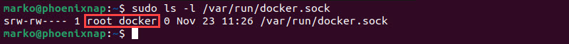 Checking the ownership for the Docker Unix socket to resolve "cannot connect to the docker daemon" error.
