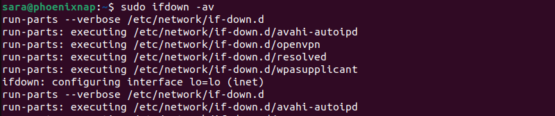 sudo ifdown -av