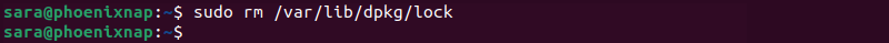 Deleting lock file via sudo rm /var/lib/dpkg/lock